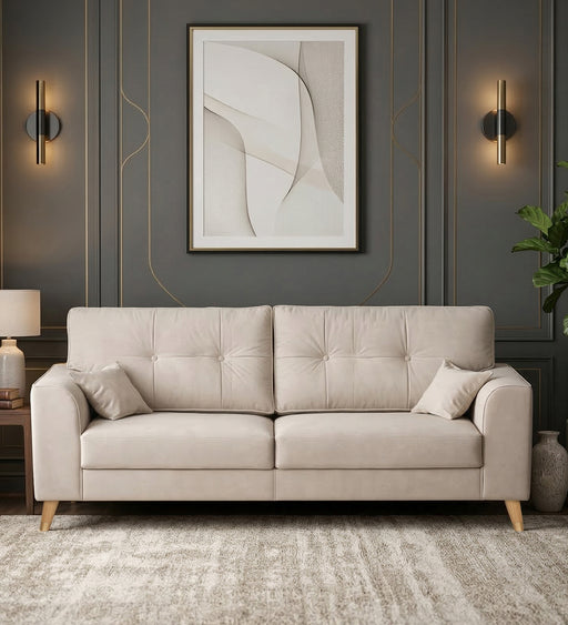 Opera Luxury Velvet Fabric 3 seater Sofa in Camel Beige Colour