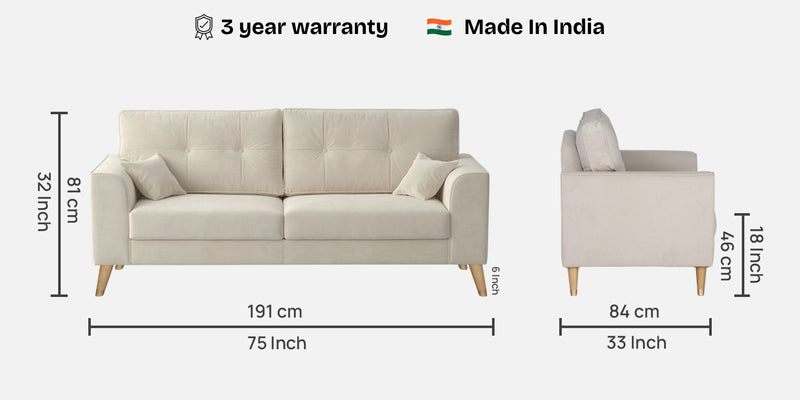 Opera Luxury Velvet Fabric 3 seater Sofa in Camel Beige Colour