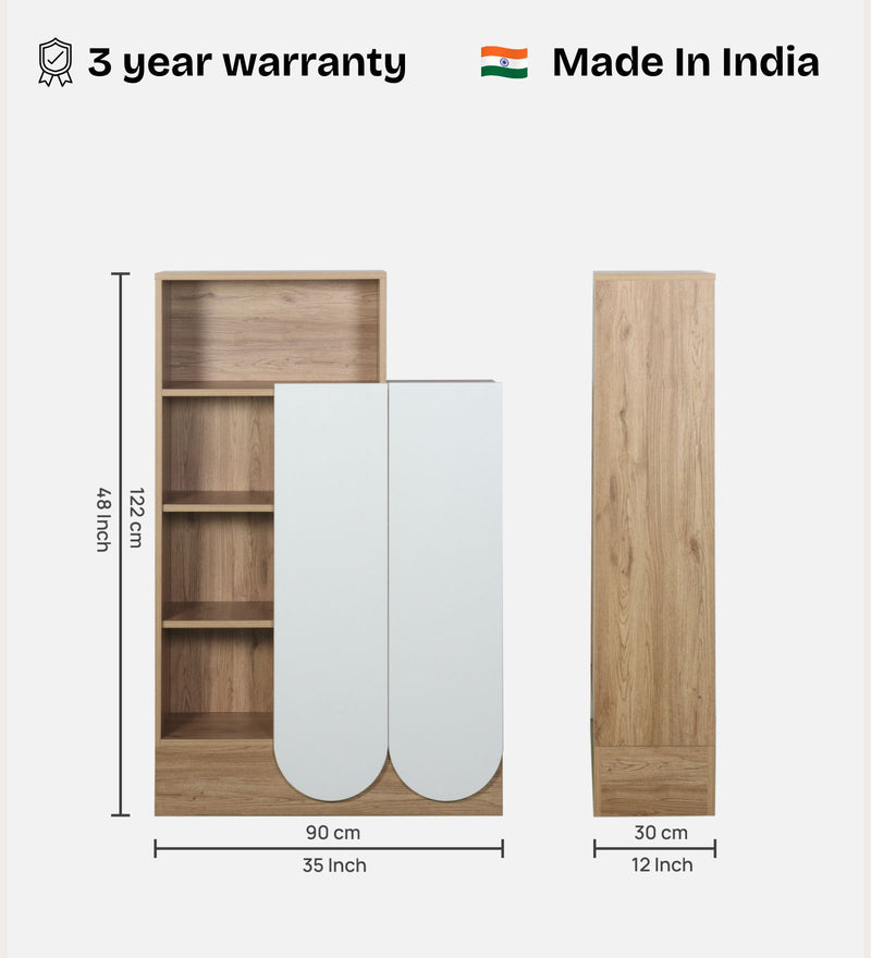 Opera Luxury Book Shelf In Light Walnut & Frosty White Colour