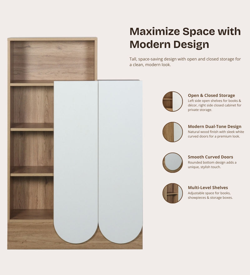 Opera Luxury Book Shelf In Light Walnut & Frosty White Colour