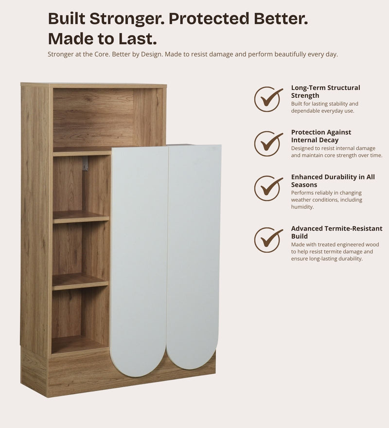 Opera Luxury Book Shelf In Light Walnut & Frosty White Colour