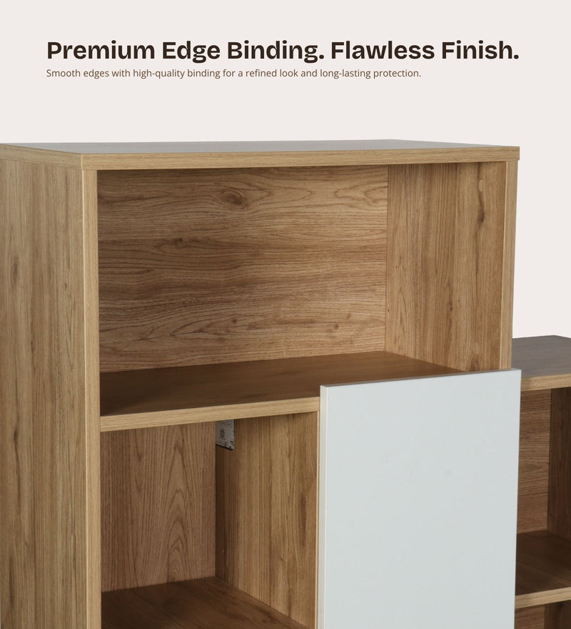 Opera Luxury Book Shelf In Light Walnut & Frosty White Colour