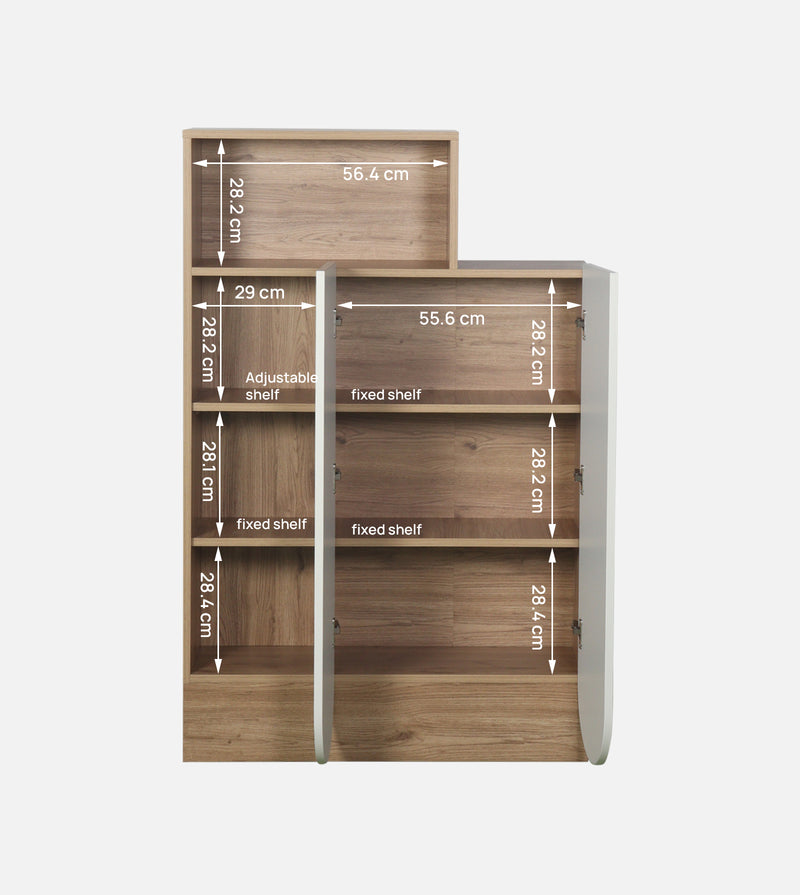 Opera Luxury Book Shelf In Light Walnut & Frosty White Colour