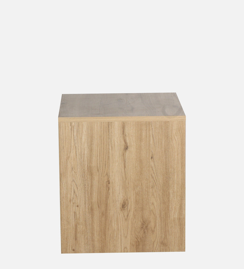 Opera Luxury Bed Side Table In Light Walnut & Frosty White Colour