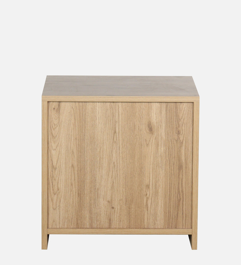 Opera Luxury Bed Side Table In Light Walnut & Frosty White Colour