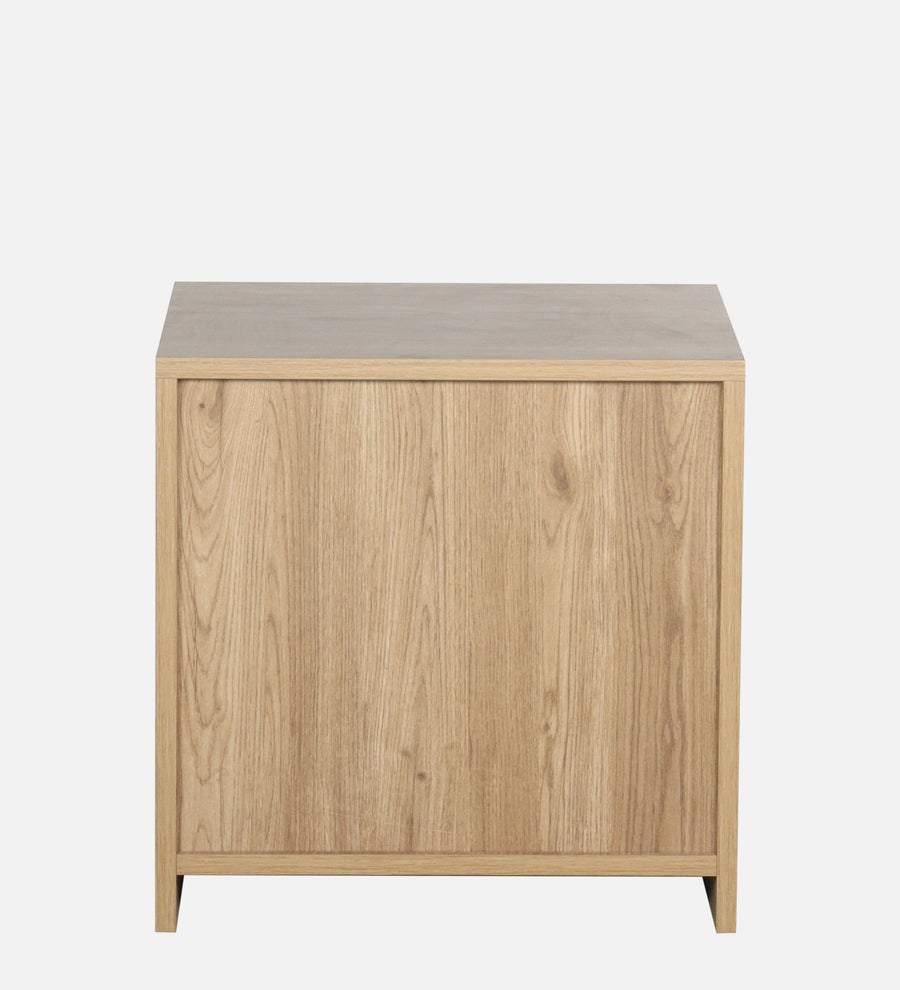 Opera Luxury Bed Side Table In Light Walnut & Frosty White Colour