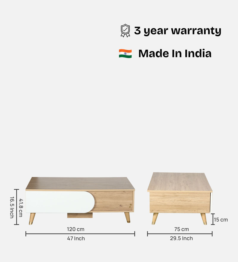 Opera Luxury Coffee Table In Light Walnut & Frosty White Colour