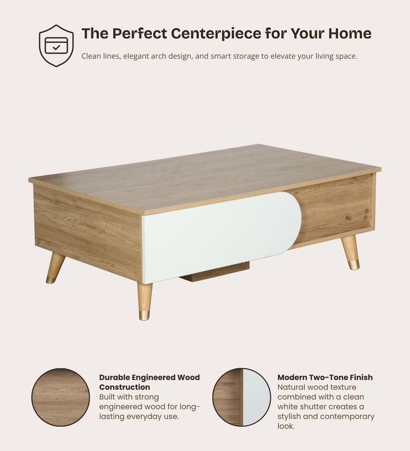 Opera Luxury Coffee Table In Light Walnut & Frosty White Colour