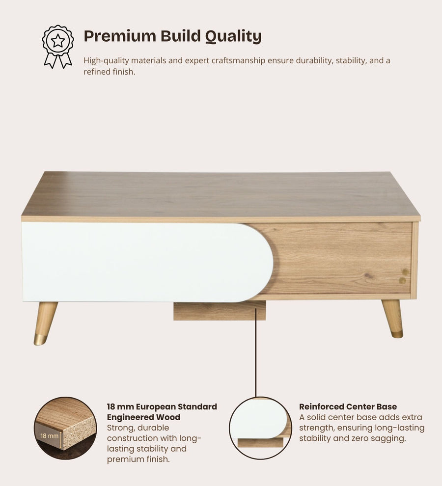 Opera Luxury Coffee Table In Light Walnut & Frosty White Colour