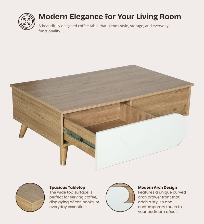 Opera Luxury Coffee Table In Light Walnut & Frosty White Colour
