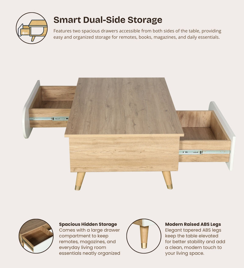 Opera Luxury Coffee Table In Light Walnut & Frosty White Colour