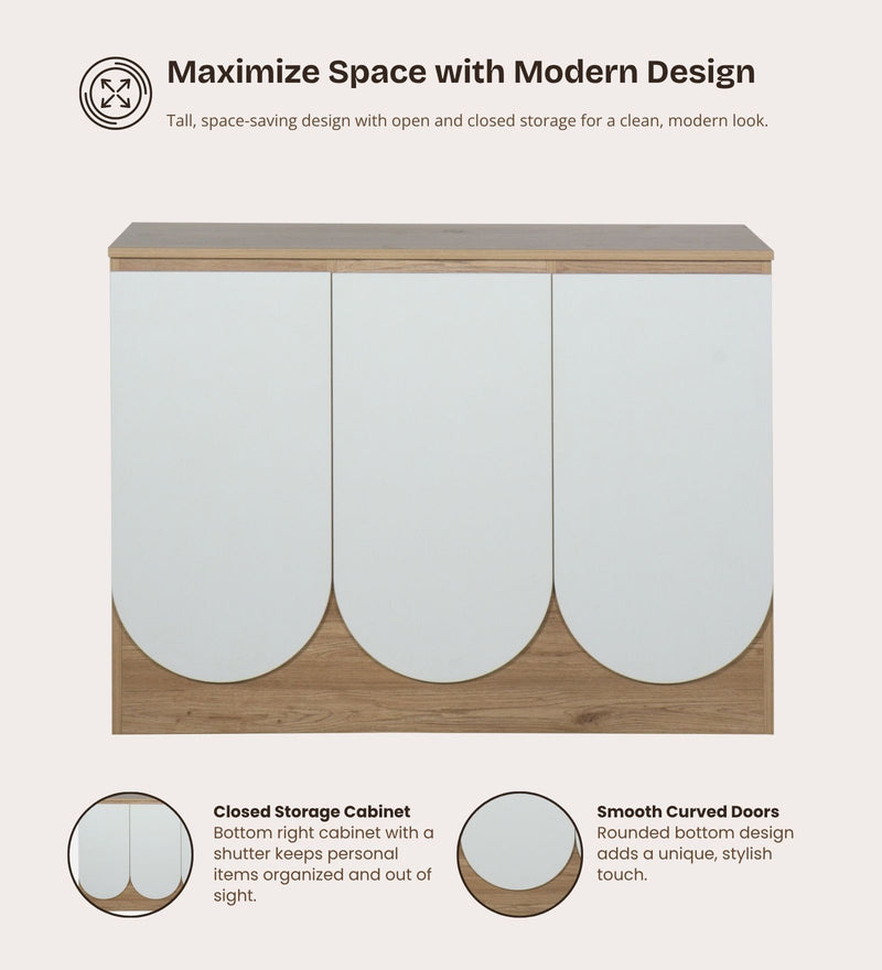 Opera Luxury Console Table In Light Walnut & Frosty White Colour