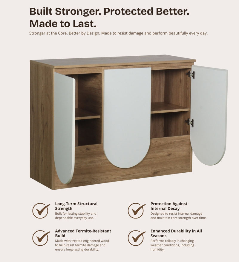 Opera Luxury Console Table In Light Walnut & Frosty White Colour