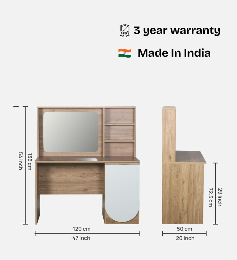Opera Luxury Study Table In Light Walnut & Frosty White Colour