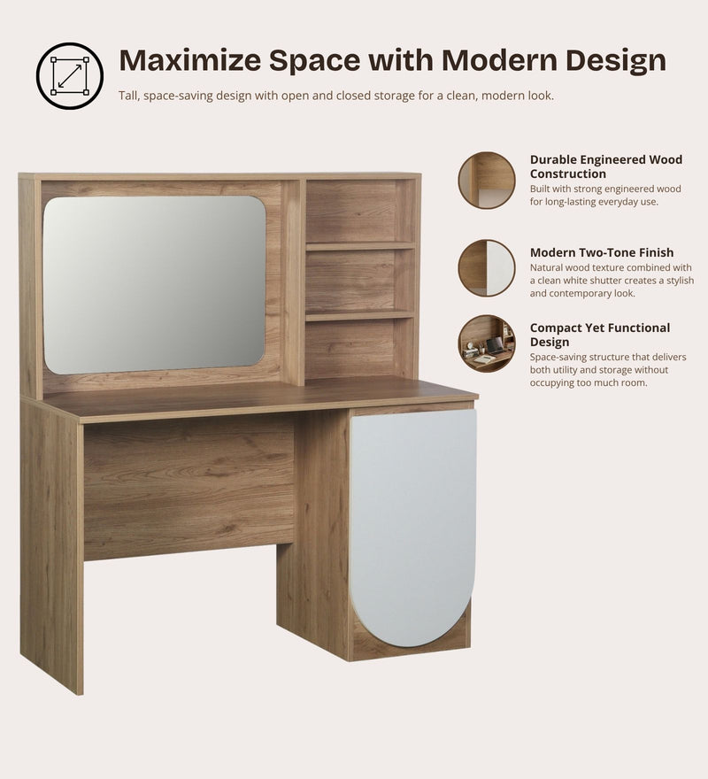 Opera Luxury Study Table In Light Walnut & Frosty White Colour