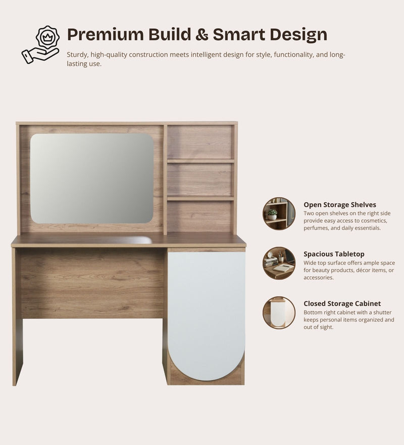 Opera Luxury Study Table In Light Walnut & Frosty White Colour