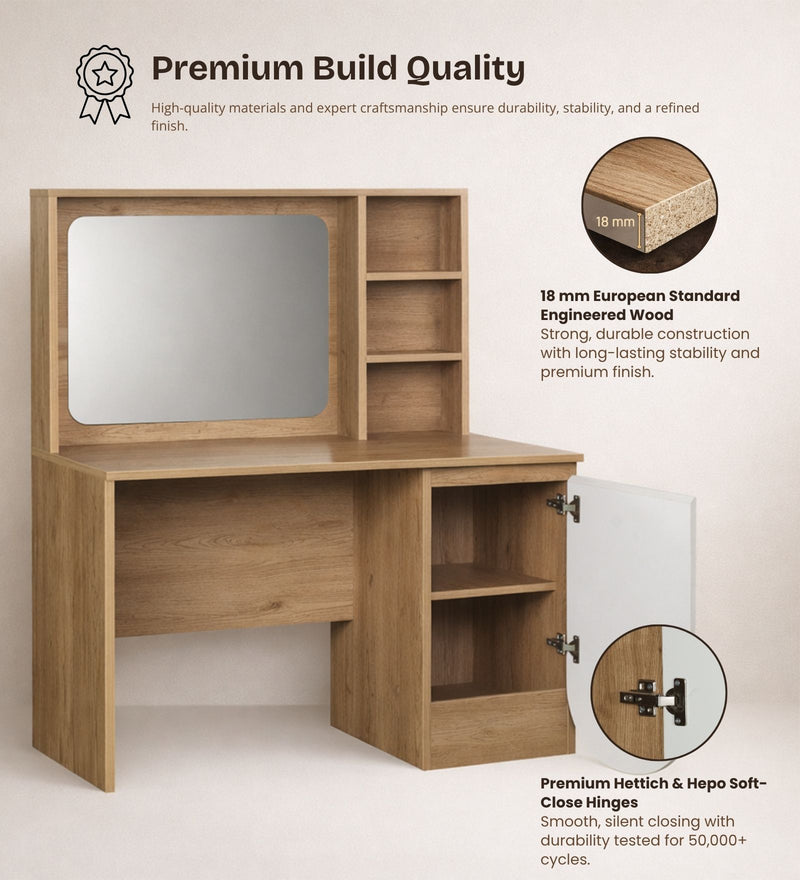 Opera Luxury Study Table In Light Walnut & Frosty White Colour