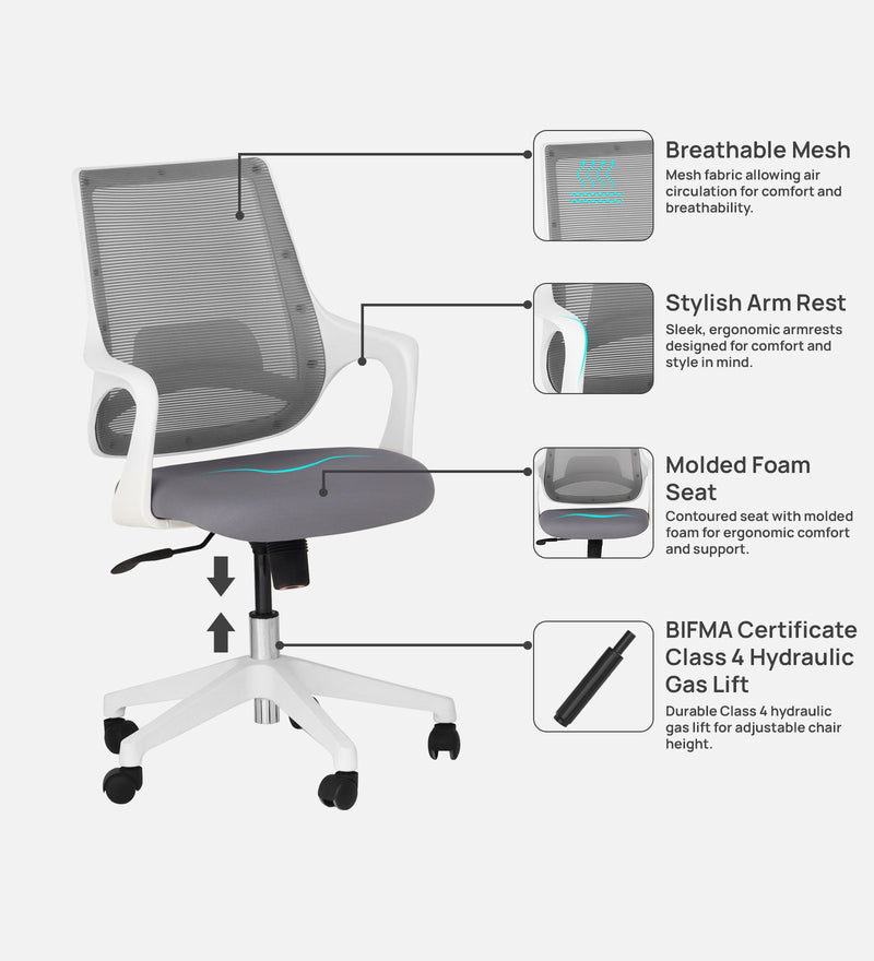 Opera Luxury Medium Back Office Chair In White Color