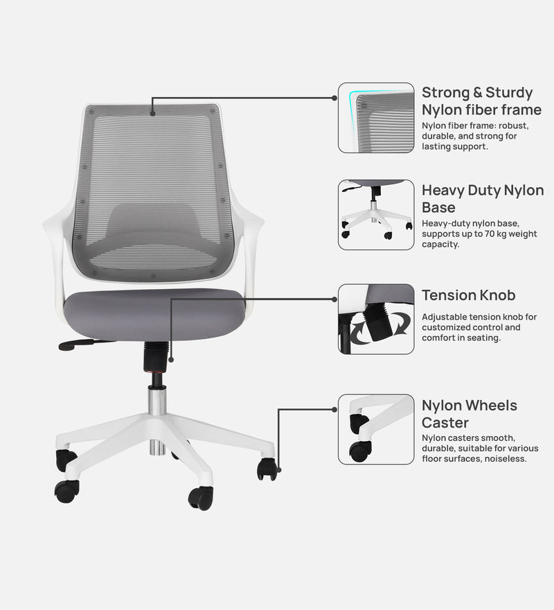 Opera Luxury Medium Back Office Chair In White Color