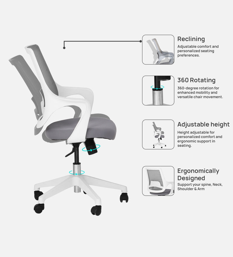 Opera Luxury Medium Back Office Chair In White Color