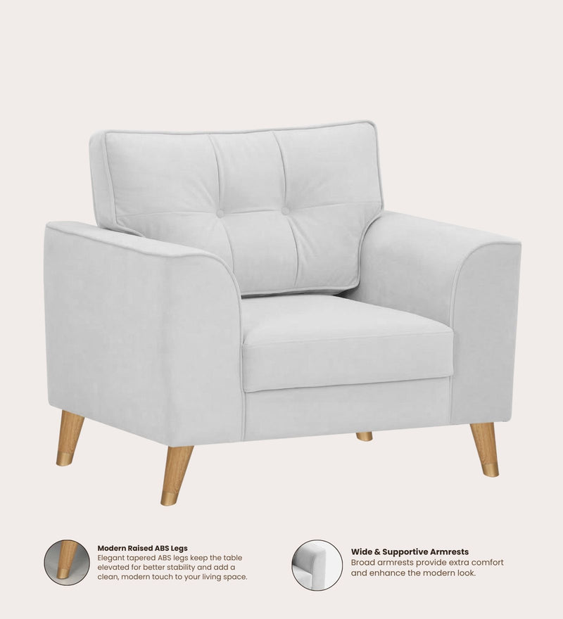 Opera Luxury Velvet Fabric 1 seater Sofa in Grey Colour