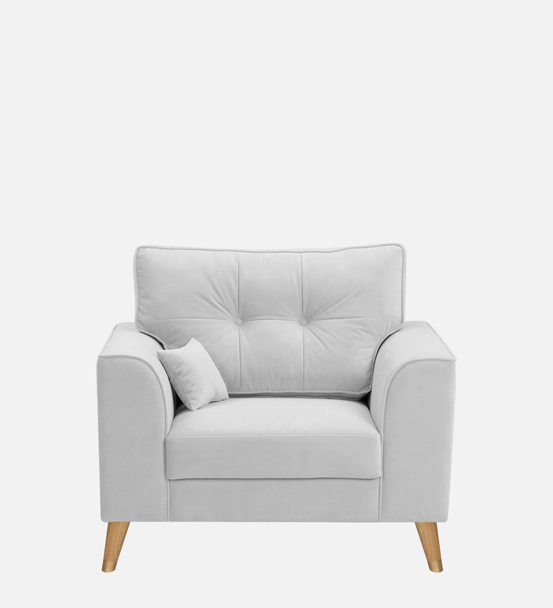 Opera Luxury Velvet Fabric 1 seater Sofa in Grey Colour