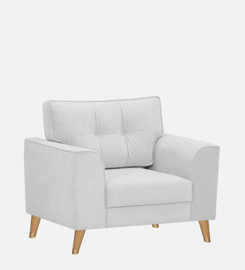 Opera Luxury Velvet Fabric 1 seater Sofa in Grey Colour