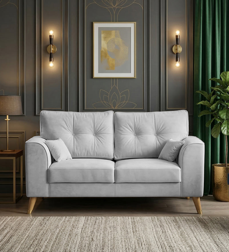 Opera Luxury Velvet Fabric 2 seater Sofa in Grey Colour