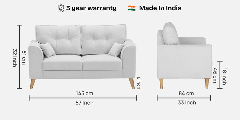 Opera Luxury Velvet Fabric 2 seater Sofa in Grey Colour