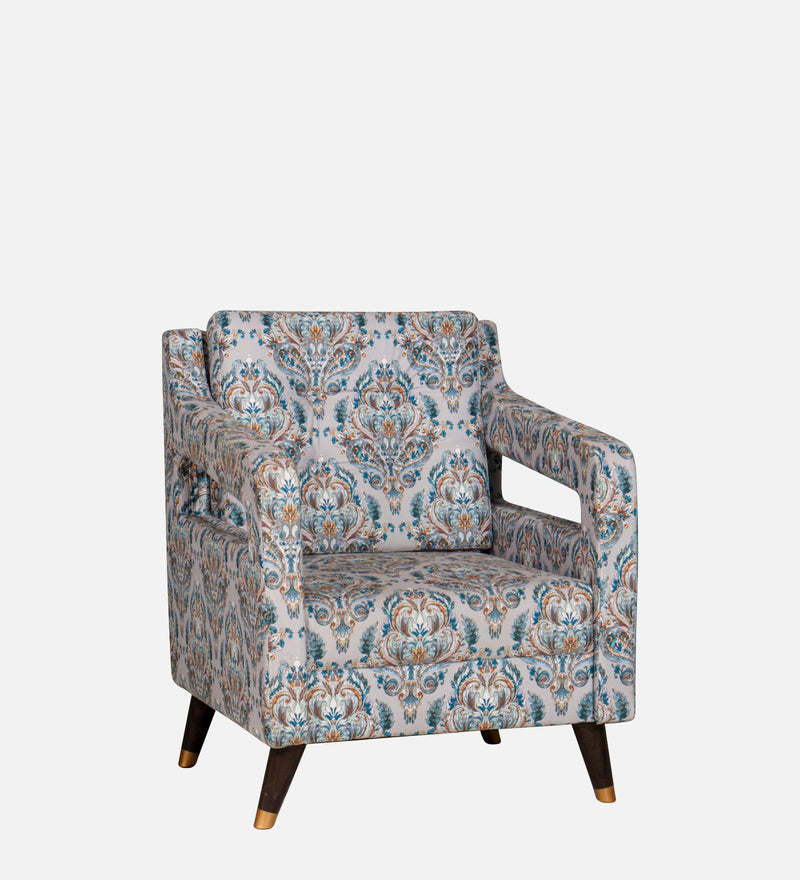 Mario fabric Wing Chair In Blue Floral Color