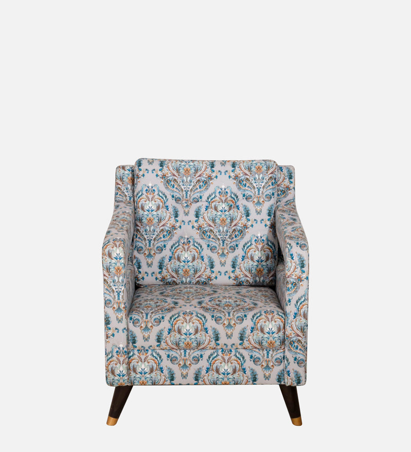 Mario fabric Wing Chair In Blue Floral Color