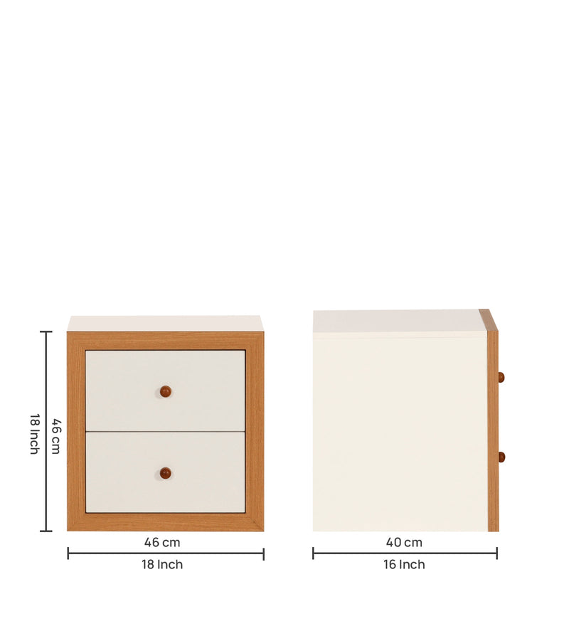 Matrix BedSide Table Urban Teak & Frosty White Colour