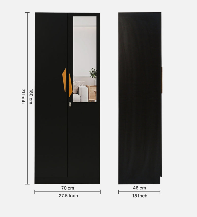 Maya 2 Door Wardrobe With Mirror In Black Wenge Colour