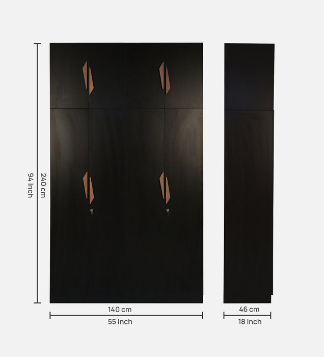 Maya 4 Door Wardrobe With Loft In Black Wenge Colour