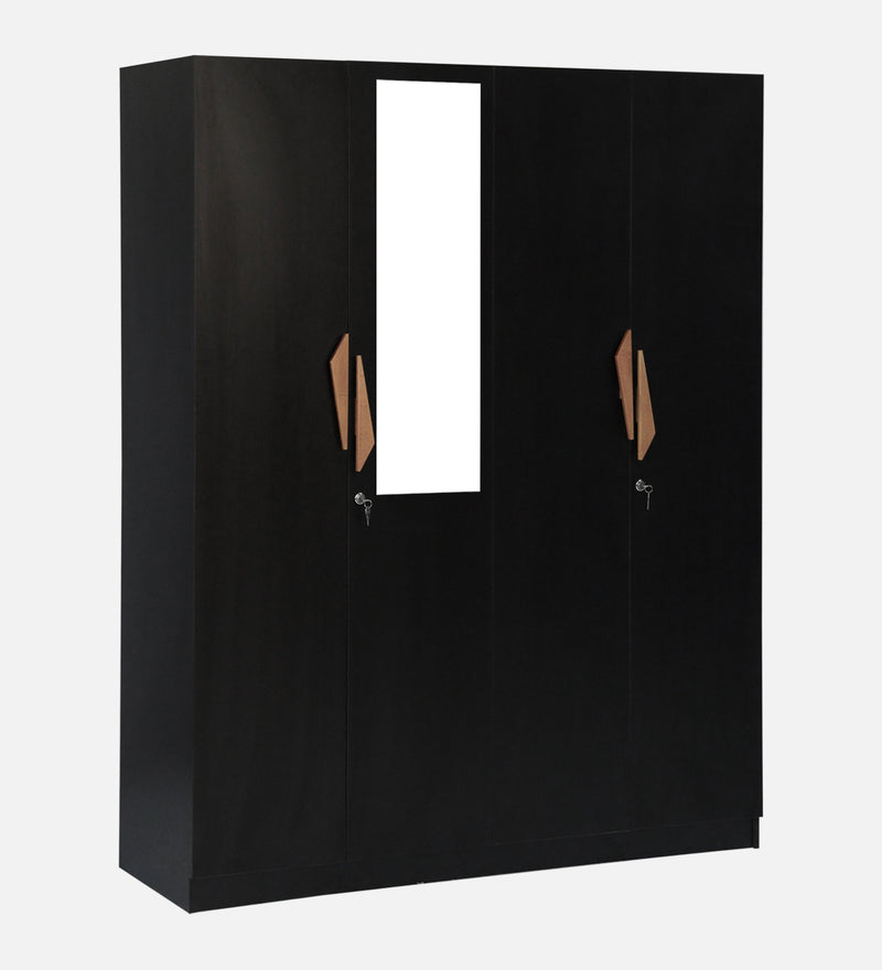 Maya 4 Door Wardrobe With Mirror In Black Wenge Colour