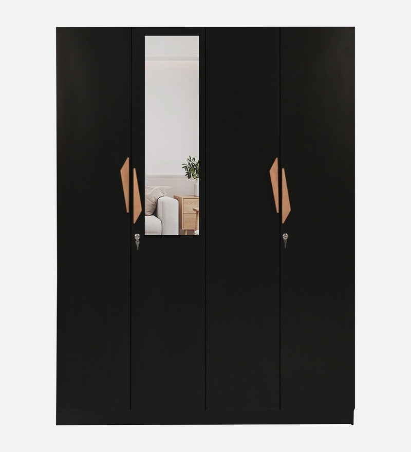 Maya 4 Door Wardrobe With Mirror In Black Wenge Colour