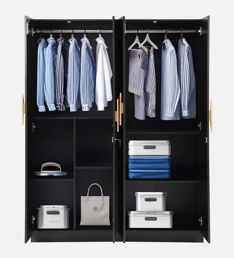 Maya 4 Door Wardrobe With Mirror In Black Wenge Colour