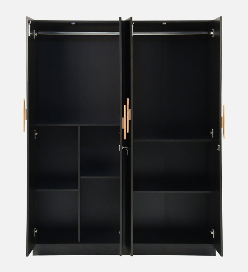 Maya 4 Door Wardrobe With Mirror In Black Wenge Colour