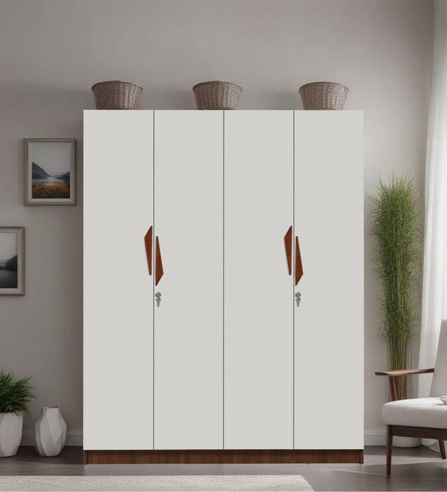 Maya 4 Door Wardrobe In Teak & White Colour