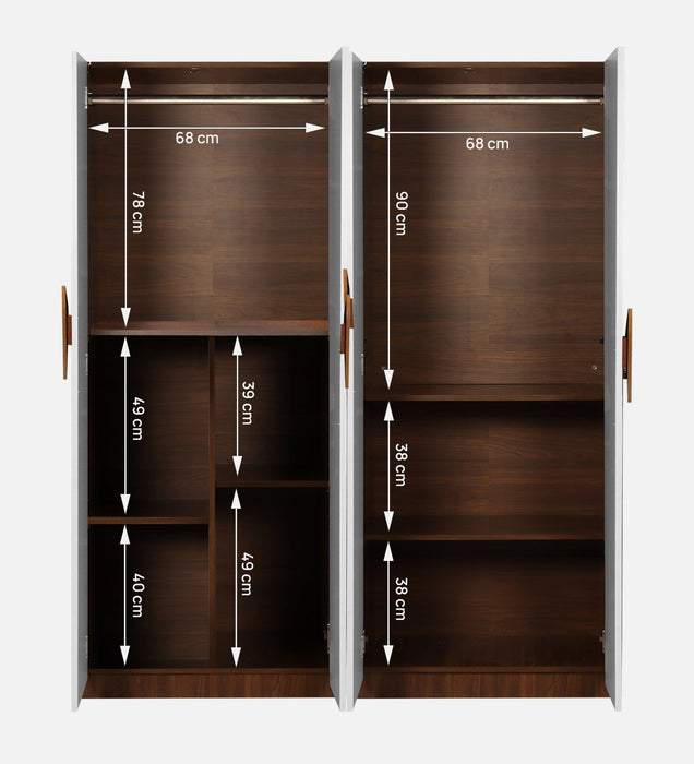 Maya 4 Door Wardrobe In Teak & White Colour