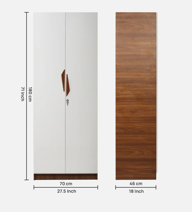 Maya 2 Door Wardrobe In Teak & White Colour