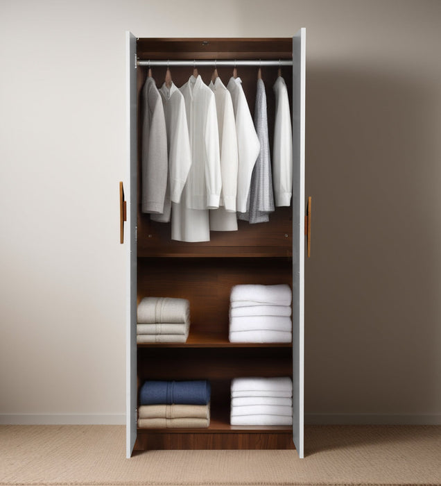 Maya 2 Door Wardrobe In Teak & White Colour