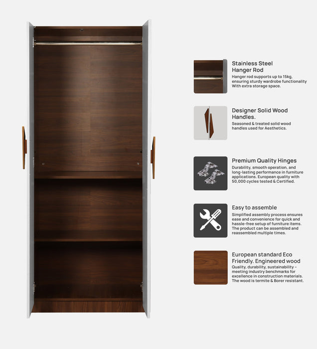 Maya 2 Door Wardrobe In Teak & White Colour