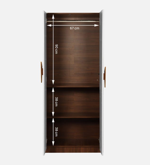 Maya 2 Door Wardrobe In Teak & White Colour