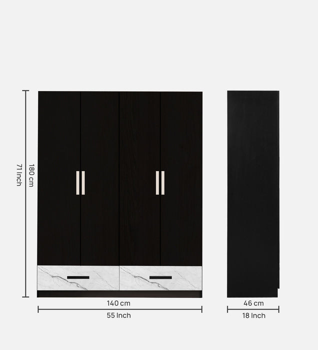 Mustang 4 Door Wardrobe with 2 Drawer In Dark Wenge & White Stone Finish