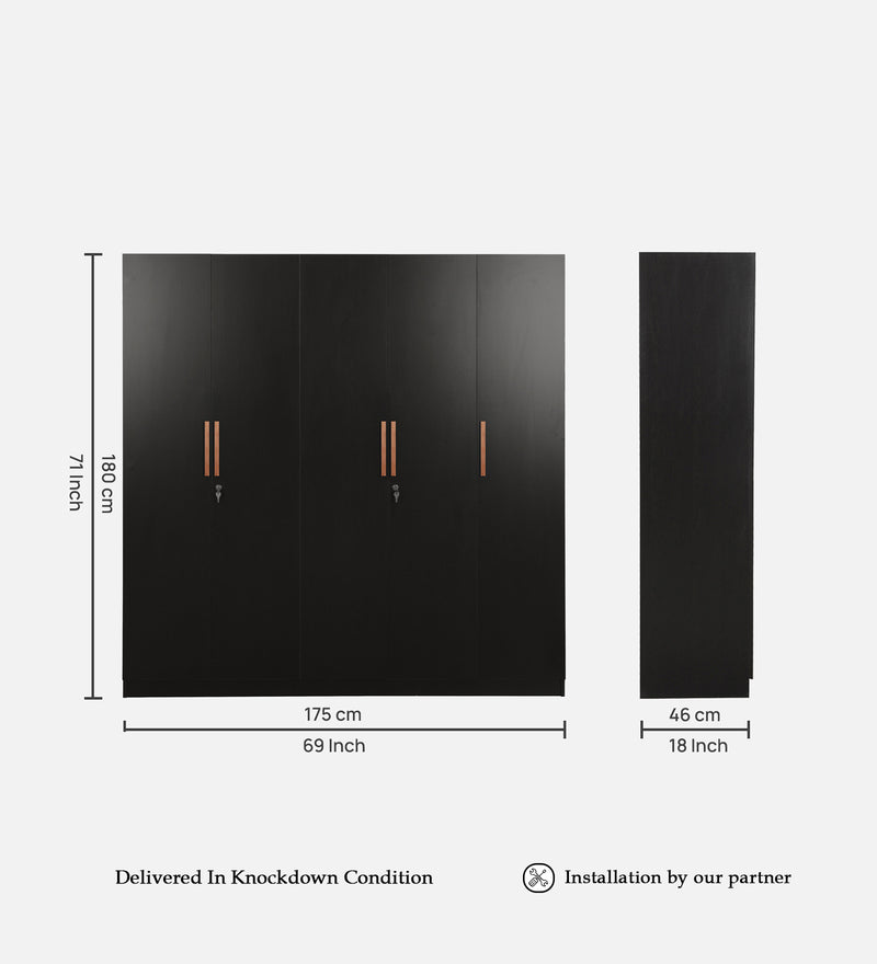 Revamp Your Bedroom with the Trevi Mustang 5 Door Wardrobe in Black Wenge Colour