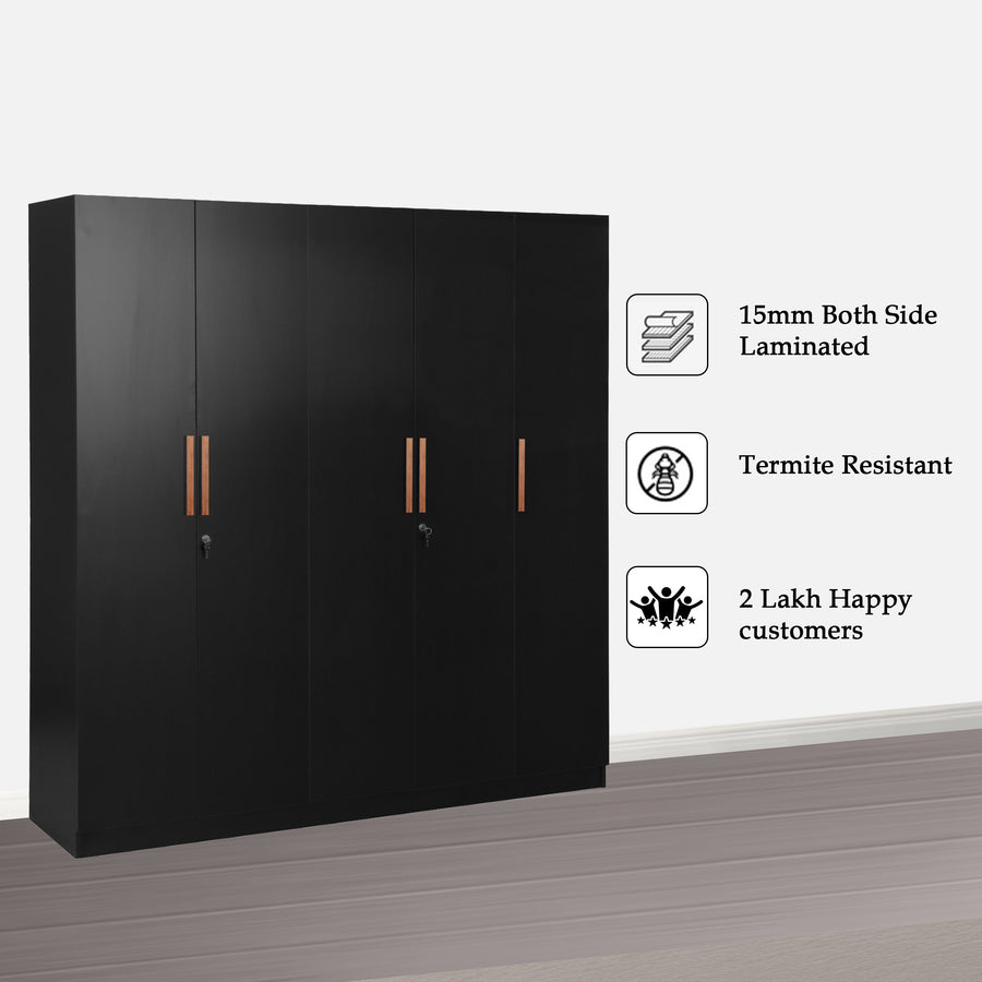 Revamp Your Bedroom with the Trevi Mustang 5 Door Wardrobe in Black Wenge Colour