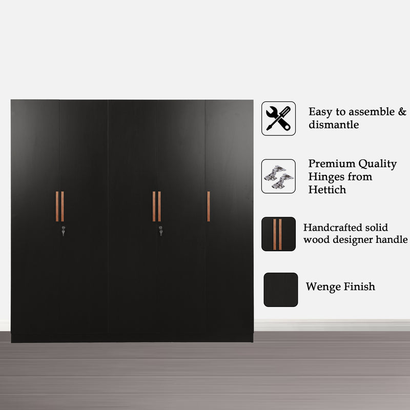 Revamp Your Bedroom with the Trevi Mustang 5 Door Wardrobe in Black Wenge Colour