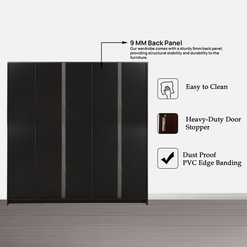 Revamp Your Bedroom with the Trevi Mustang 5 Door Wardrobe in Black Wenge Colour
