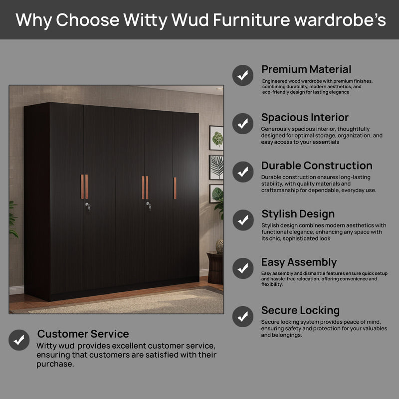 Revamp Your Bedroom with the Trevi Mustang 5 Door Wardrobe in Black Wenge Colour